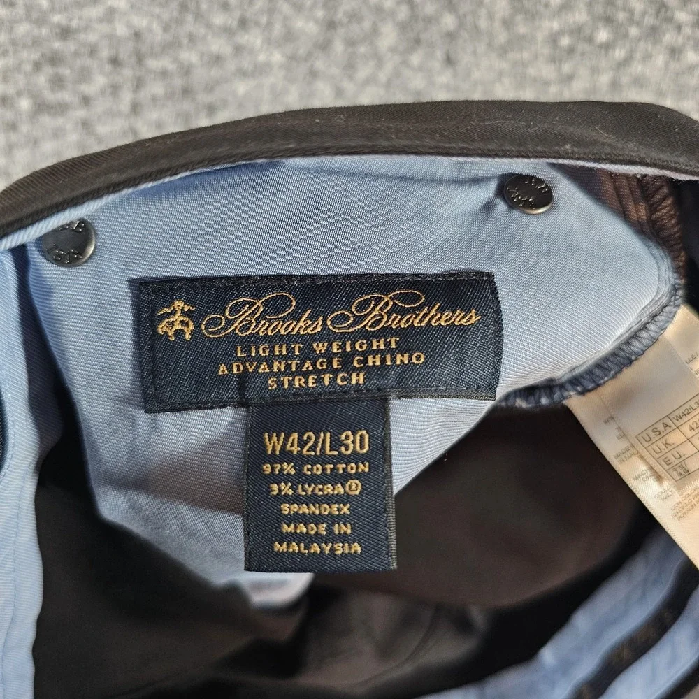 NWT Brooks Brothers Mens Pants Black 42x30 Advantage Chino Stretch Clark Fit - Picture 3 of 6